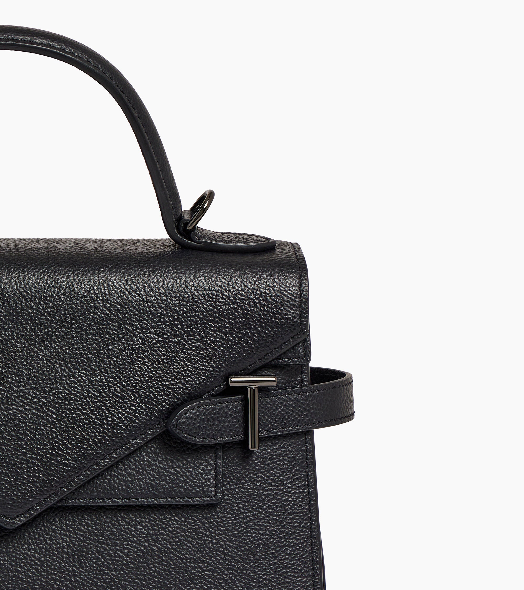 Bolso de mano mediano Emilie de piel texturizada con doble solapa