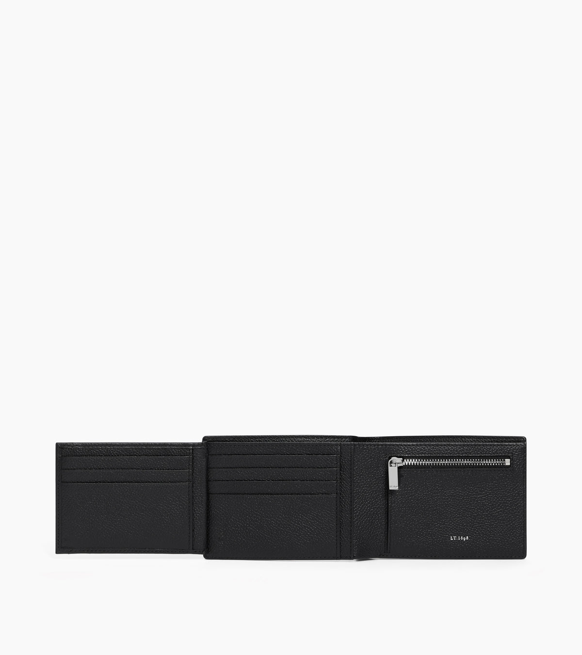 Cartera horizontal de dos secciones Lucien de piel granulada