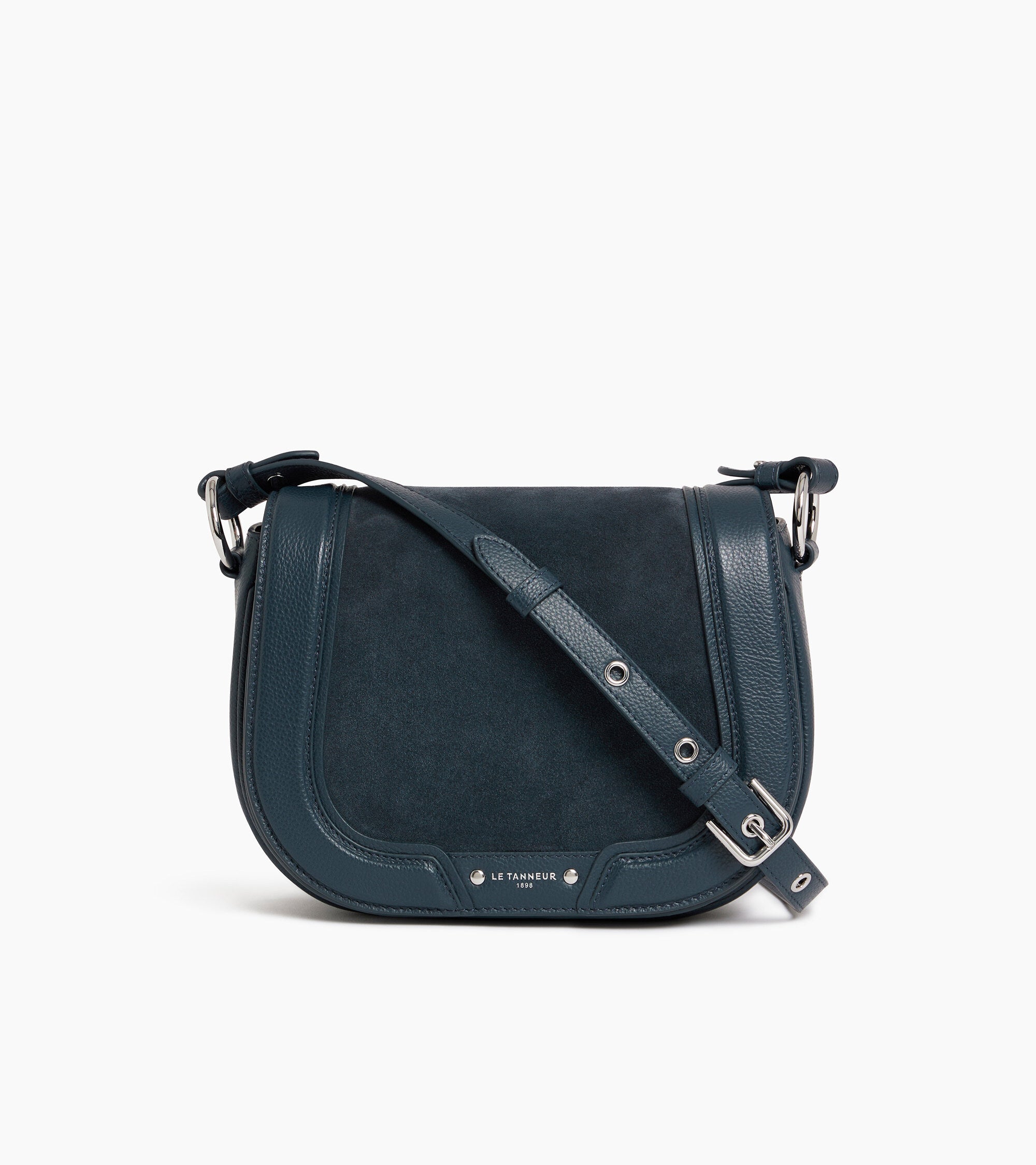 Sac bandoulière moyen modèle Ella en cuir grainé et nubuck