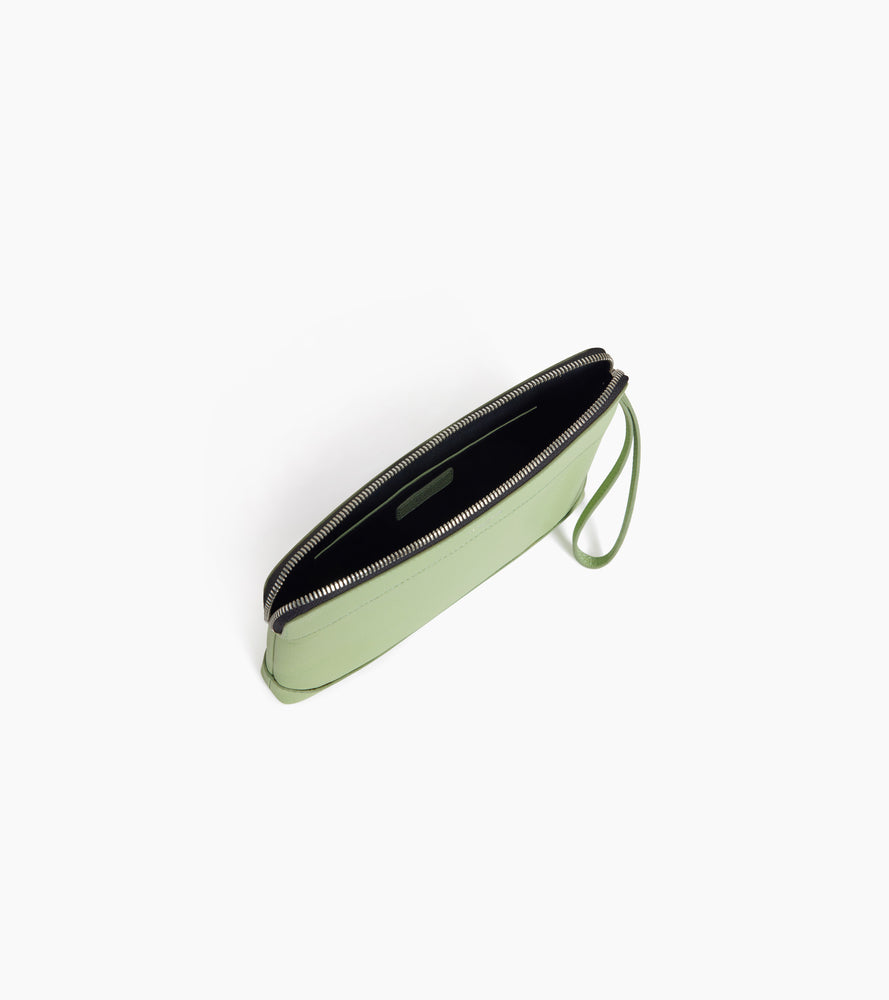 Pochette zippée en cuir grainé