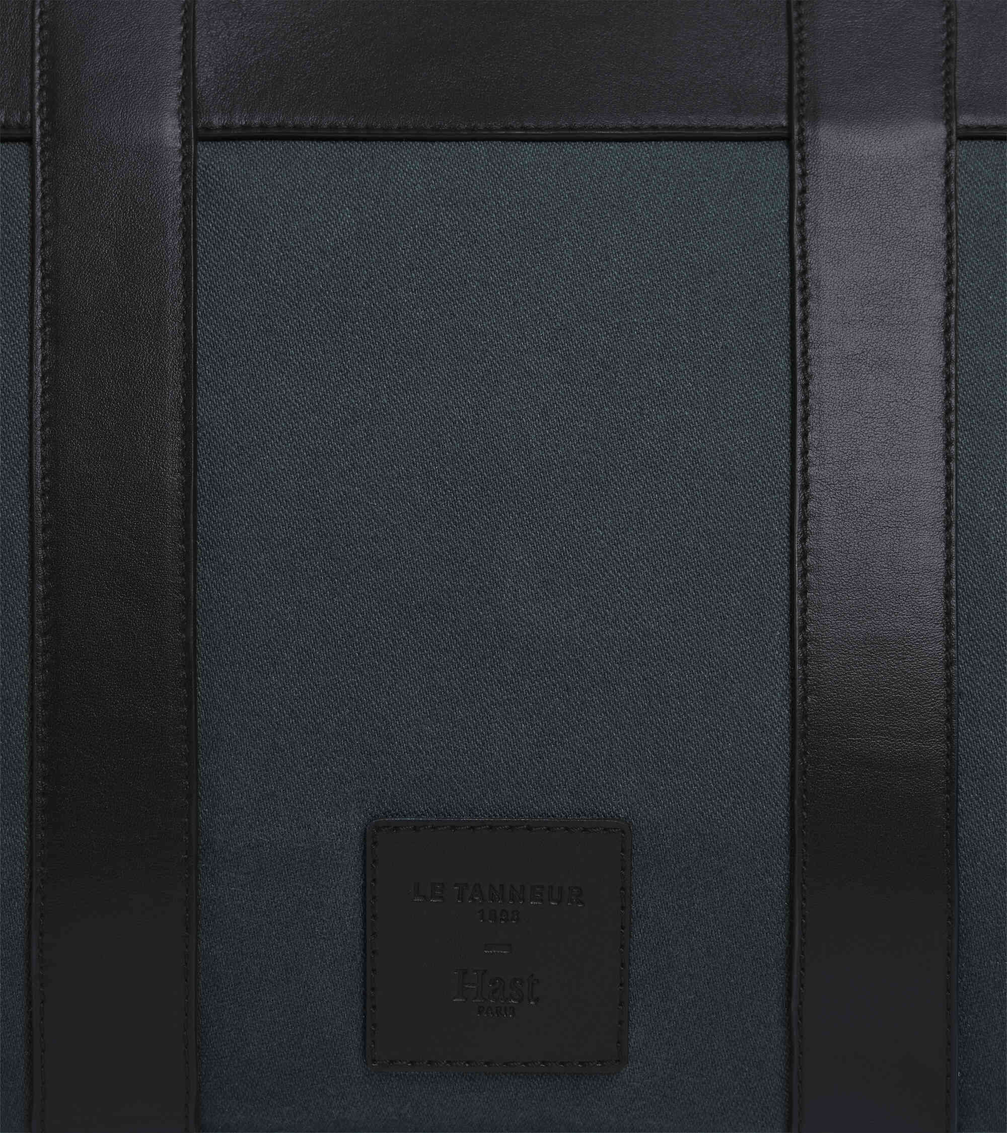 Sac cabas porté main Le Tanneur x HAST en cuir lisse et toile coton
