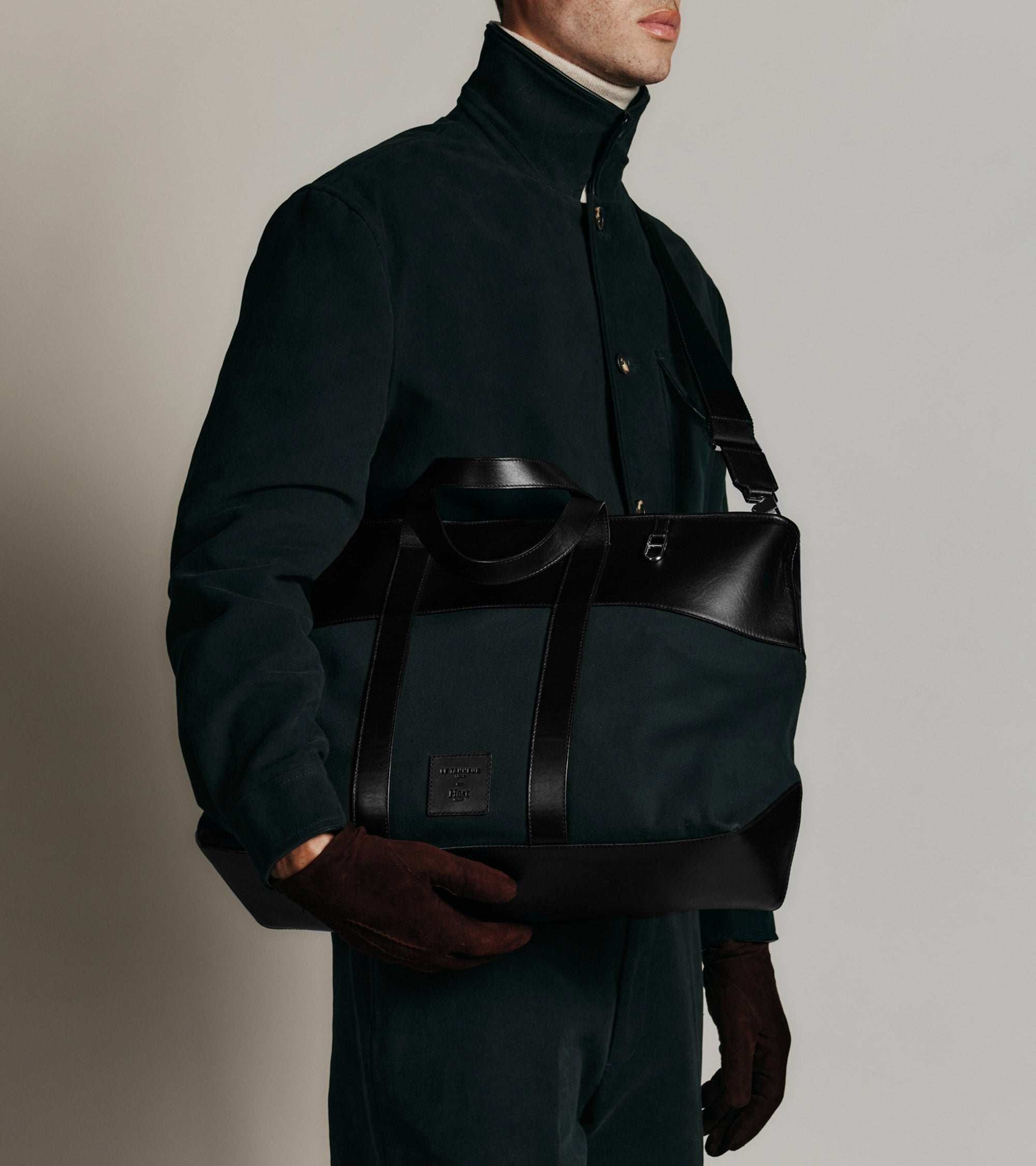 Blouson Le Tanneur x HAST en cuir lisse et toile coton