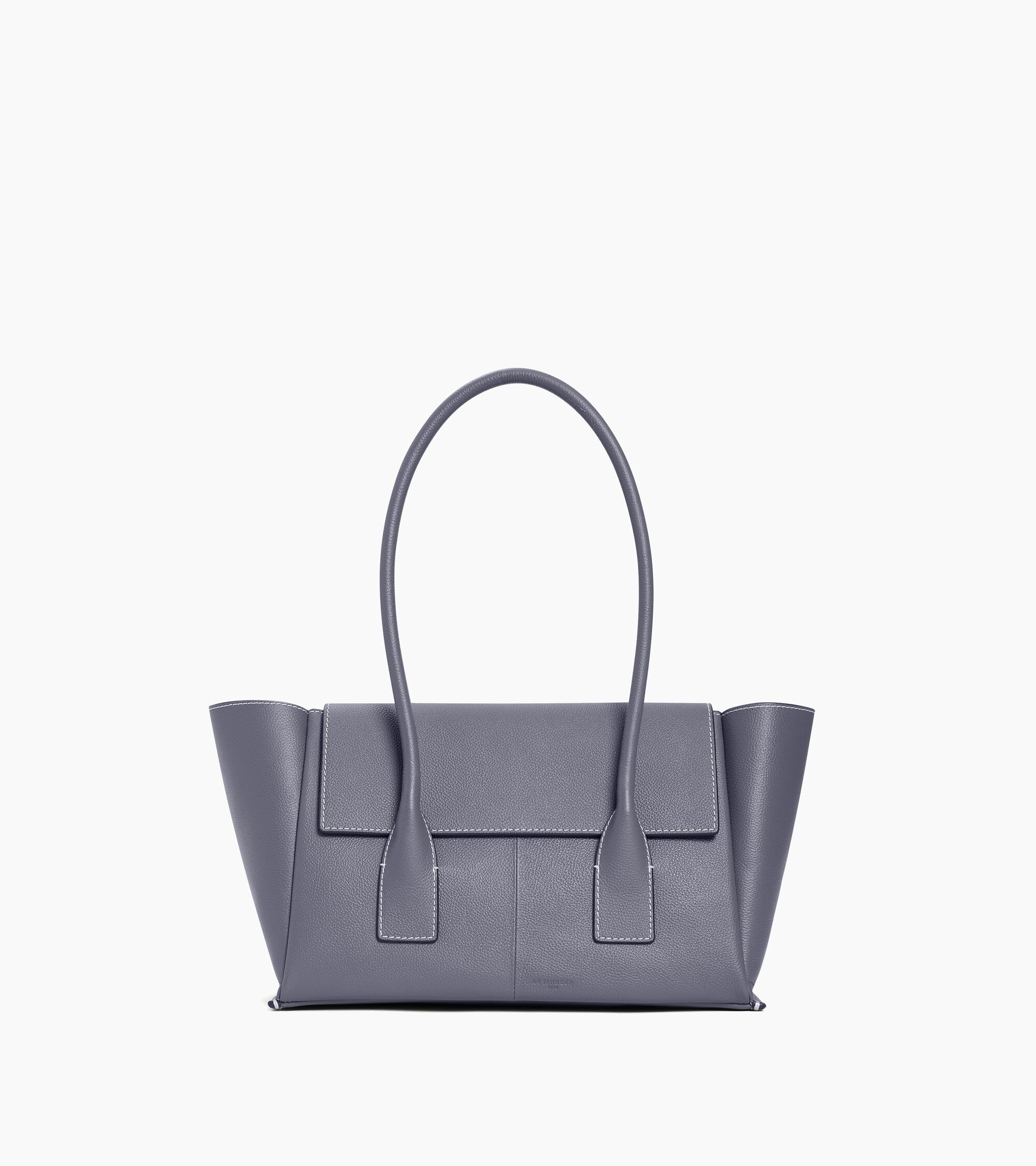 Elena medium tote bag with flap, in grained leather