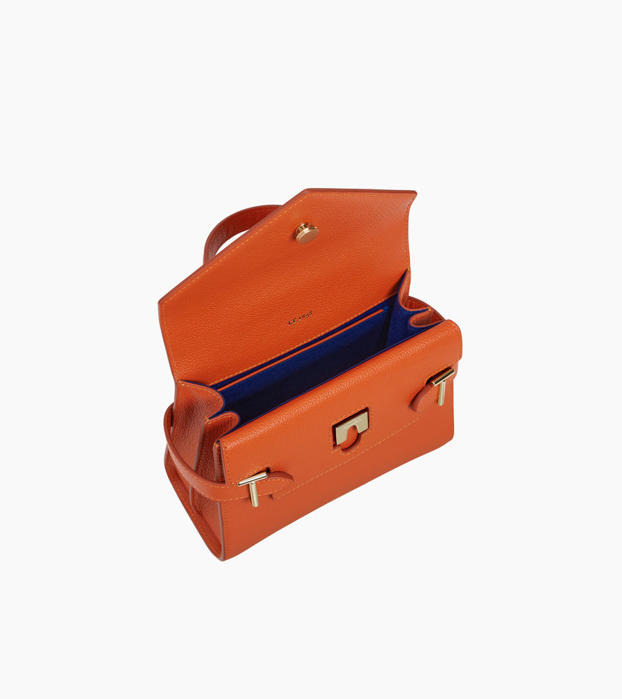 Petit sac à main double rabat Emilie en cuir grainé