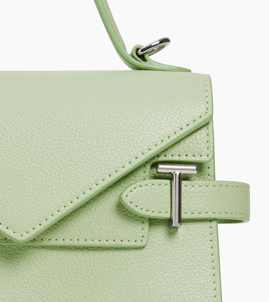 Petit sac à main double rabat Emilie en cuir grainé