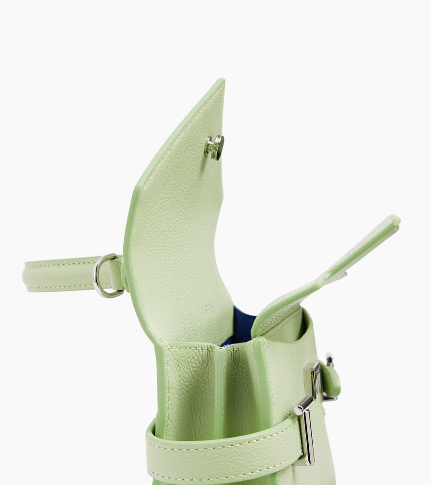 Petit sac à main double rabat Emilie en cuir grainé