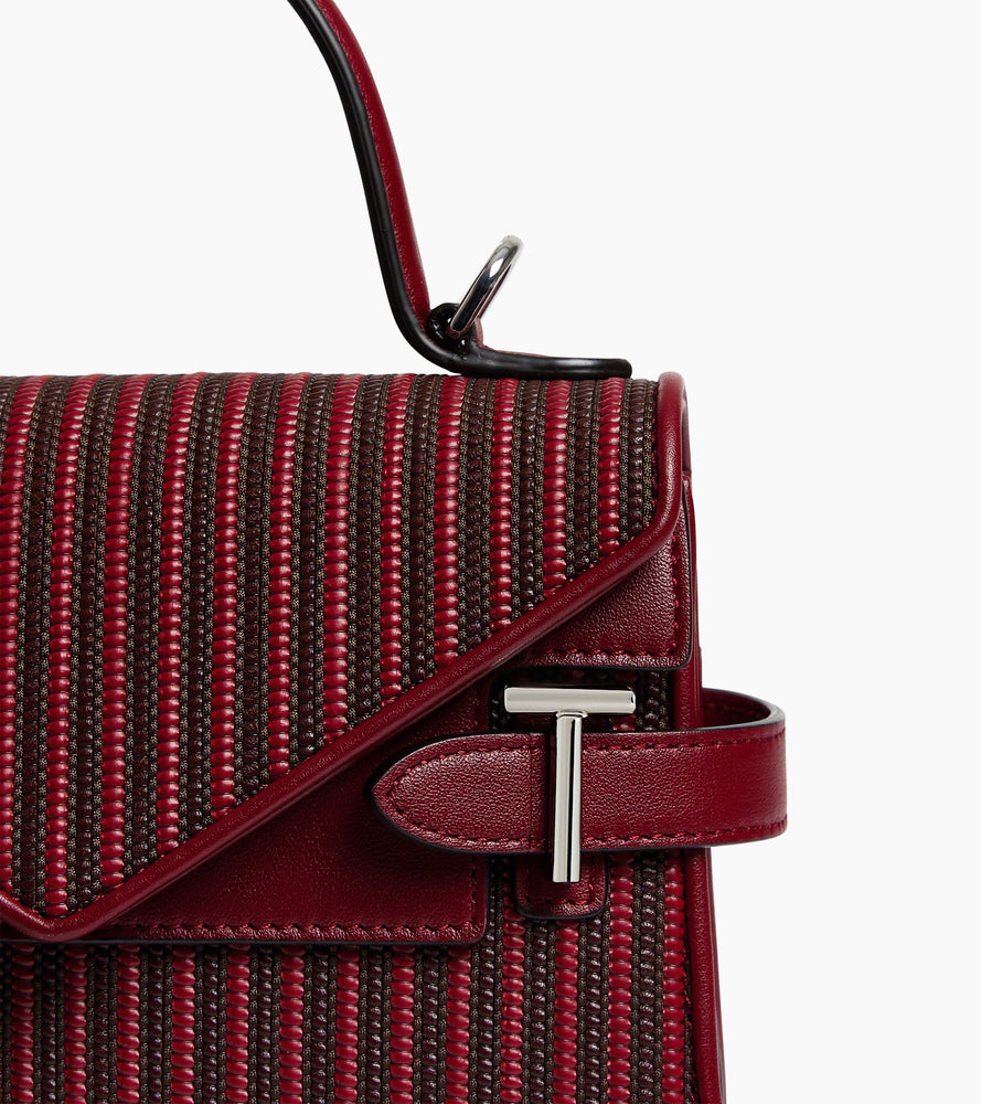 Kleine Emilie-Handtasche mit doppeltem Klappverschluss aus geflochtenem Leder