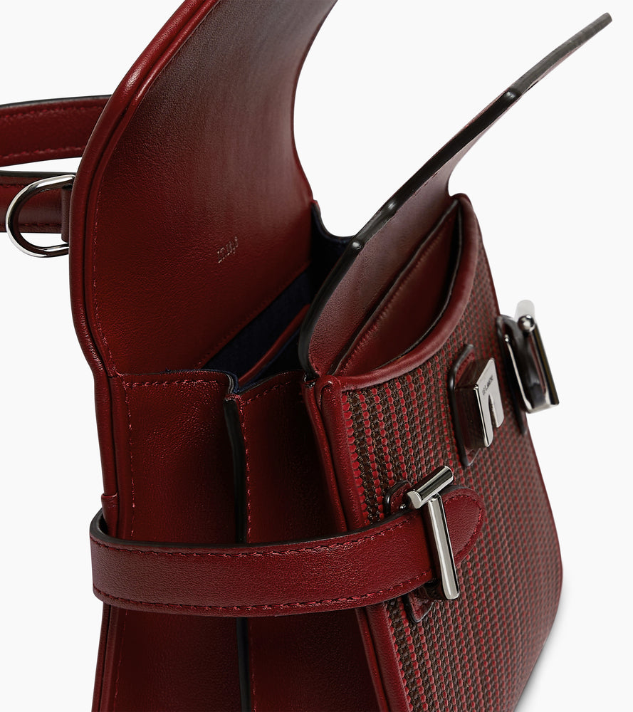 Kleine Emilie-Handtasche mit doppeltem Klappverschluss aus geflochtenem Leder