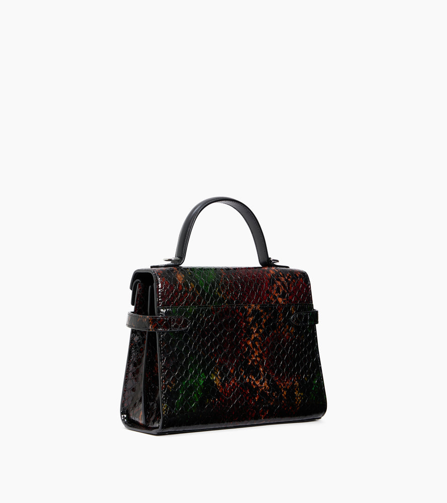 Sac à main double rabat moyen modèle Emilie en cuir effet python