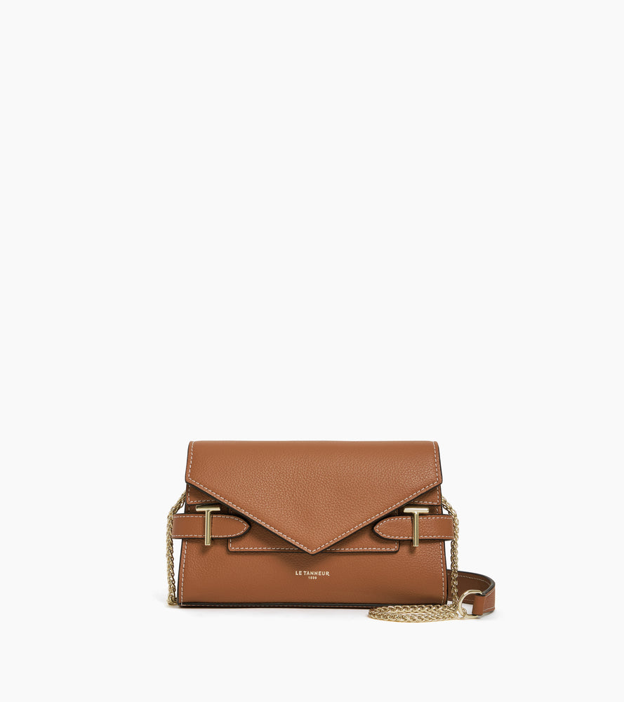 Kleine Handtasche mit Doppelklappe Emilie aus genarbtem Leder