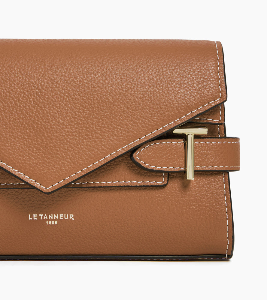 Kleine Handtasche mit Doppelklappe Emilie aus genarbtem Leder