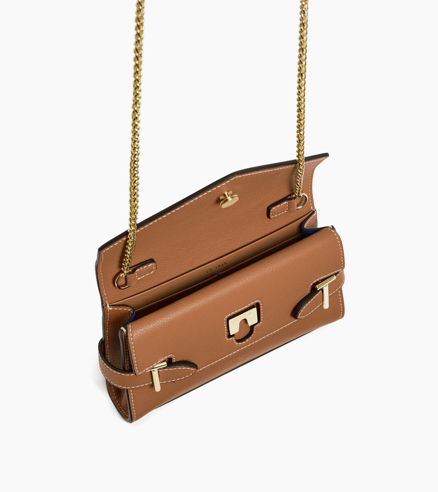 Kleine Handtasche mit Doppelklappe Emilie aus genarbtem Leder