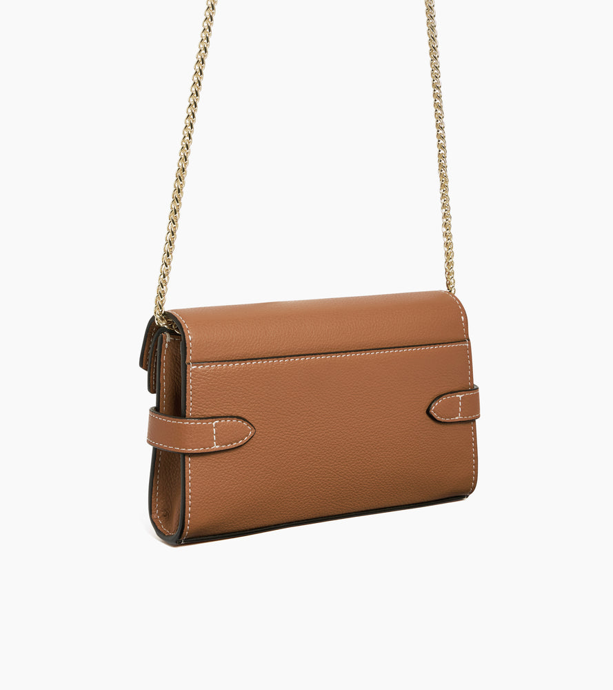 Kleine Handtasche mit Doppelklappe Emilie aus genarbtem Leder