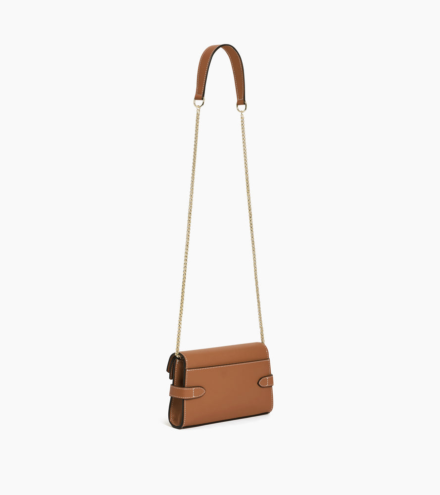Kleine Handtasche mit Doppelklappe Emilie aus genarbtem Leder