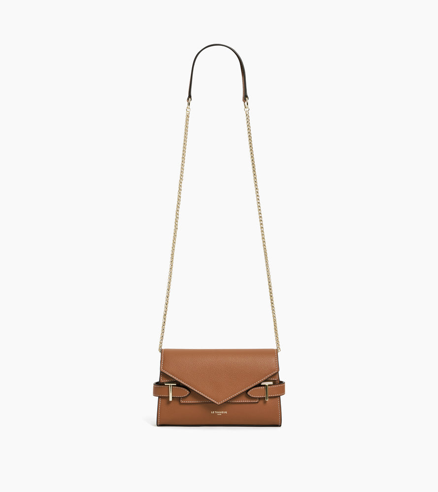 Kleine Handtasche mit Doppelklappe Emilie aus genarbtem Leder