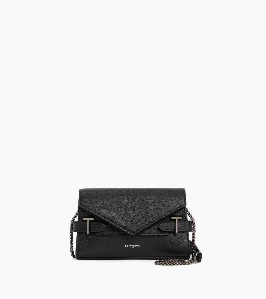 Kleine Handtasche mit Doppelklappe Emilie aus genarbtem Leder