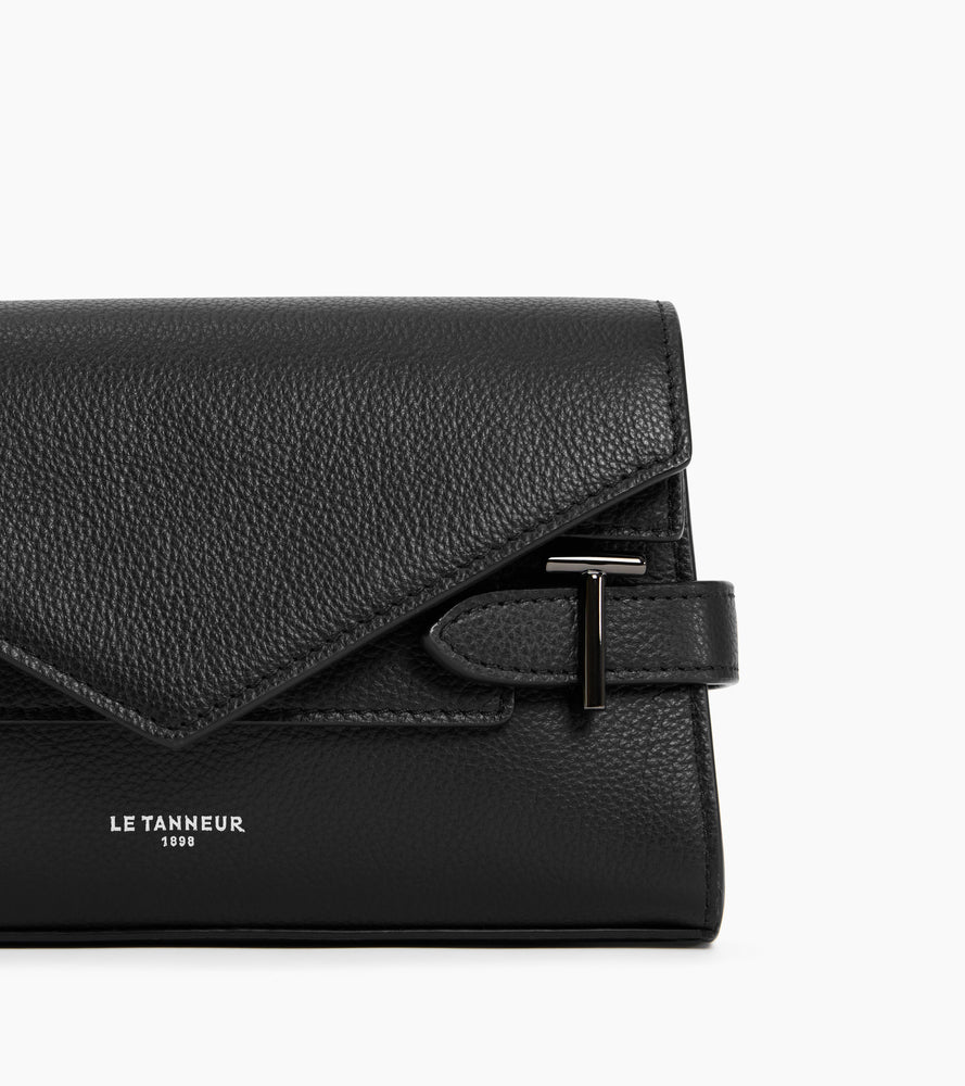 Kleine Handtasche mit Doppelklappe Emilie aus genarbtem Leder