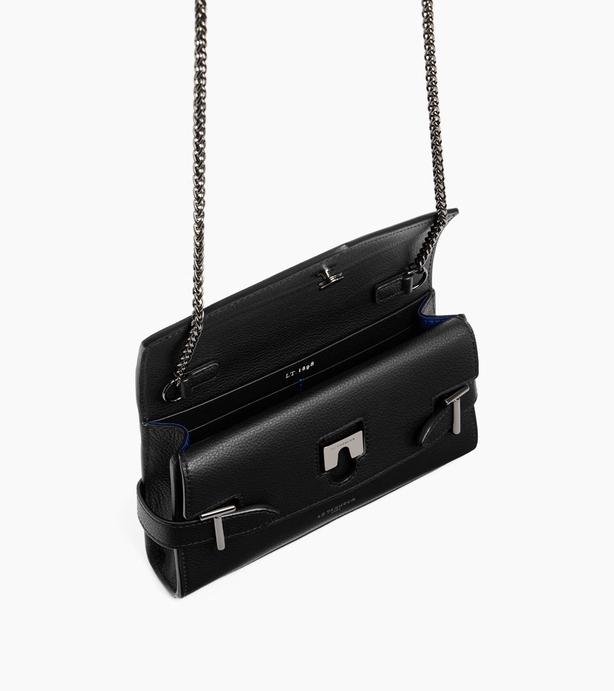 Kleine Handtasche mit Doppelklappe Emilie aus genarbtem Leder