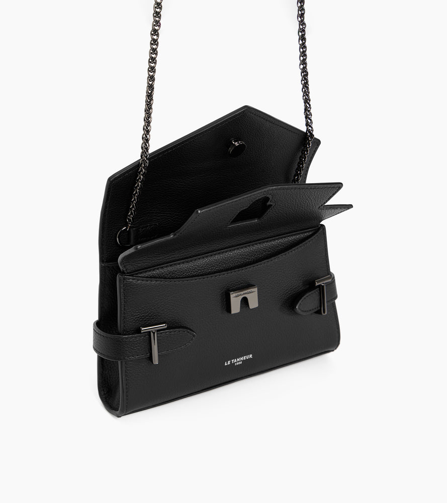 Kleine Handtasche mit Doppelklappe Emilie aus genarbtem Leder