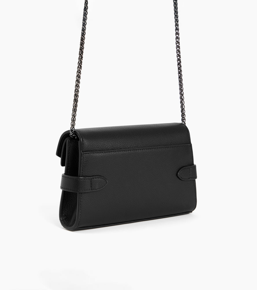 Kleine Handtasche mit Doppelklappe Emilie aus genarbtem Leder