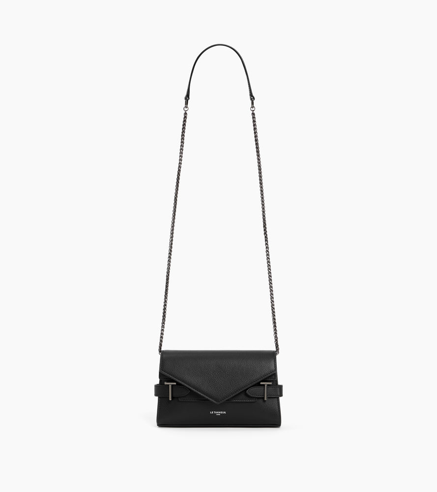 Kleine Handtasche mit Doppelklappe Emilie aus genarbtem Leder
