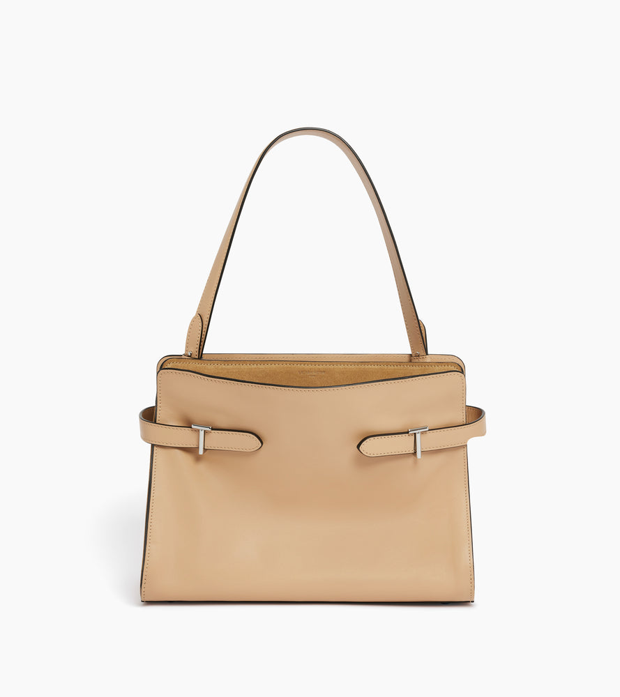 Sac porté épaule grand modèle Emie en cuir lisse et nubuck