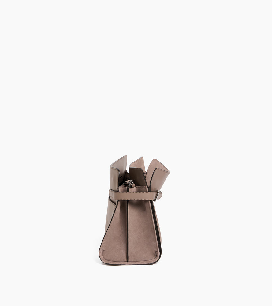 Sac porté épaule grand modèle Emie en cuir lisse et nubuck