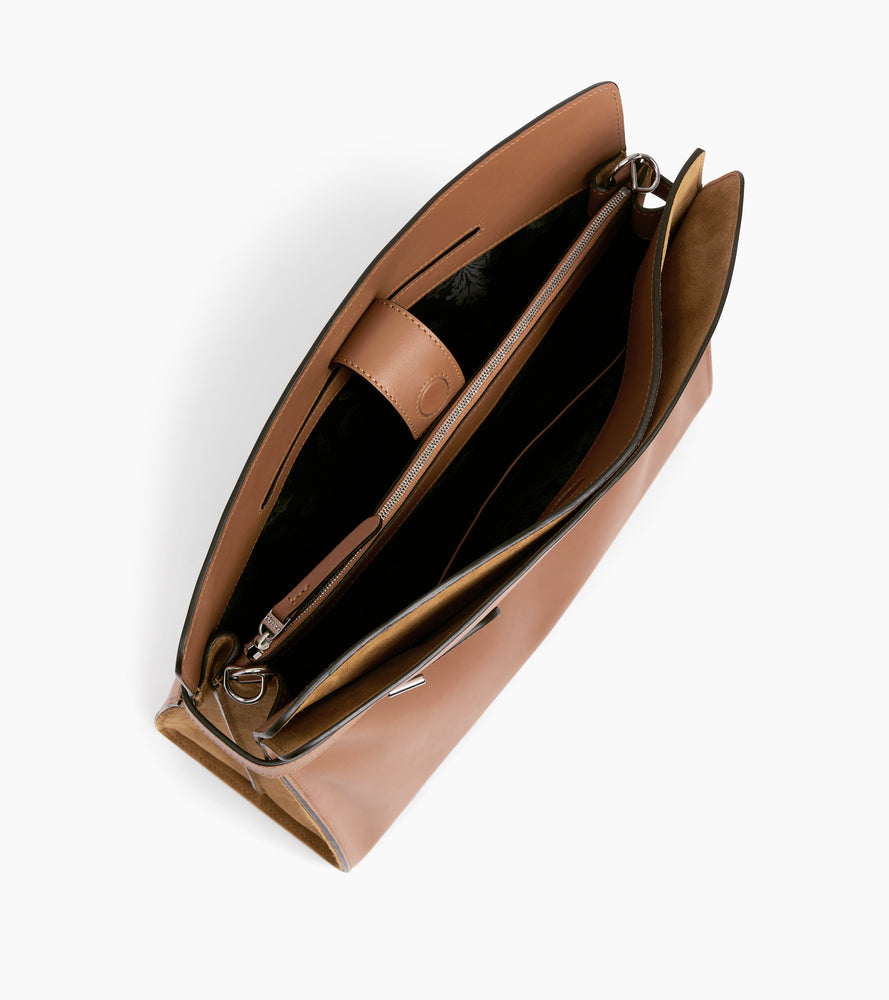 Sac porté épaule modèle maxi Emie en cuir lisse et nubuck
