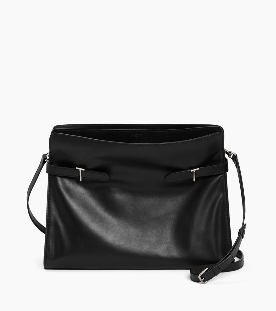 Sac porté épaule modèle maxi Emie en cuir lisse et nubuck
