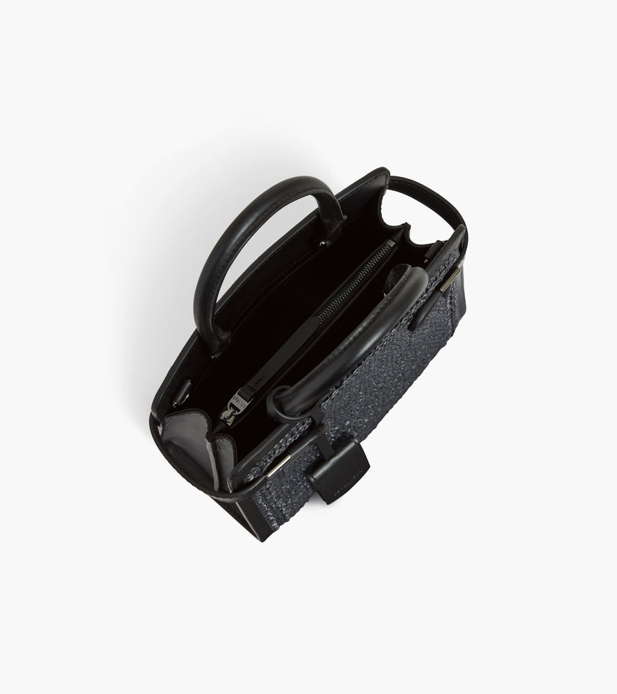 Petit sac à main Emilie effet raphia et cuir lisse