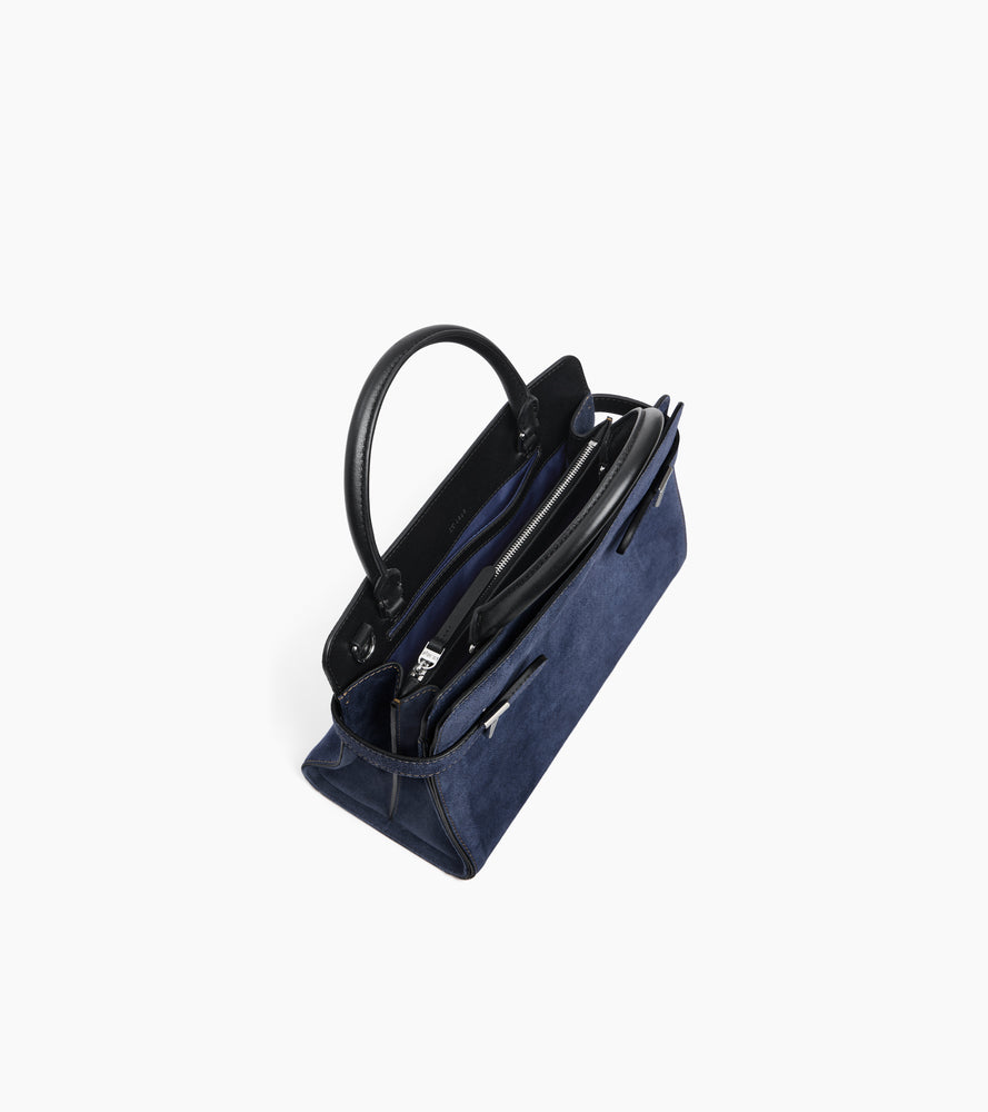 Sac à main moyen modèle Emie en cuir suède effet denim
