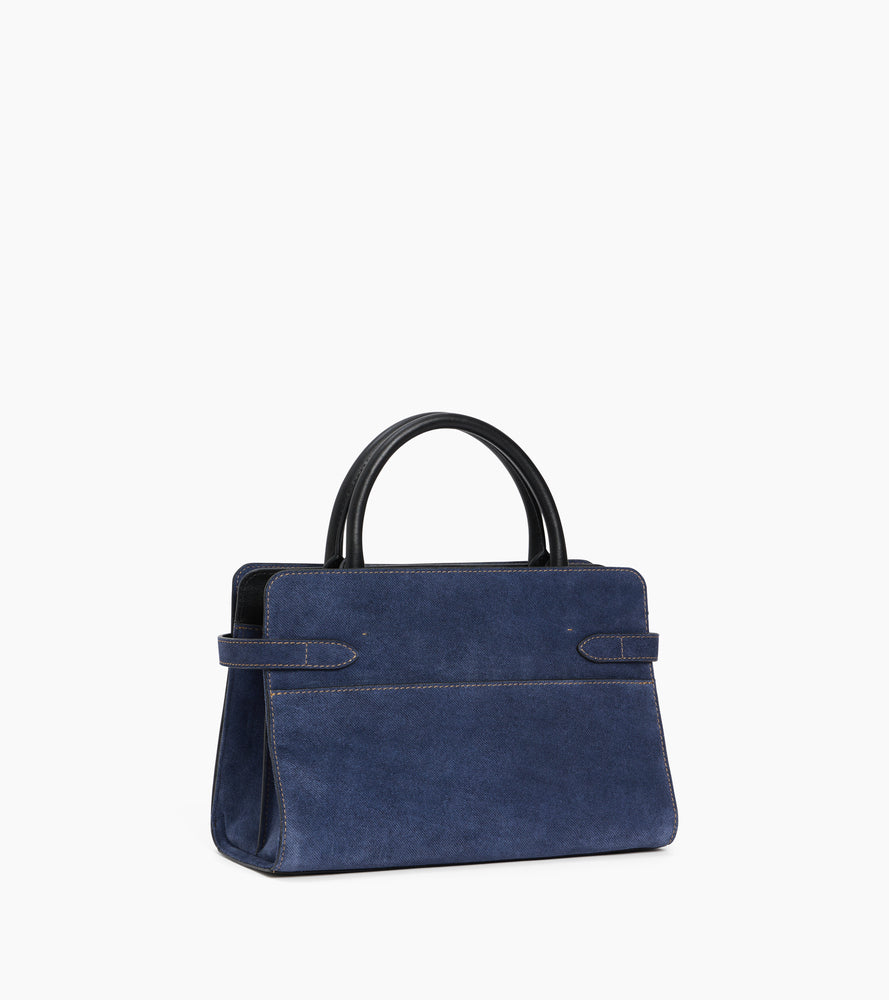 Sac à main moyen modèle Emie en cuir suède effet denim