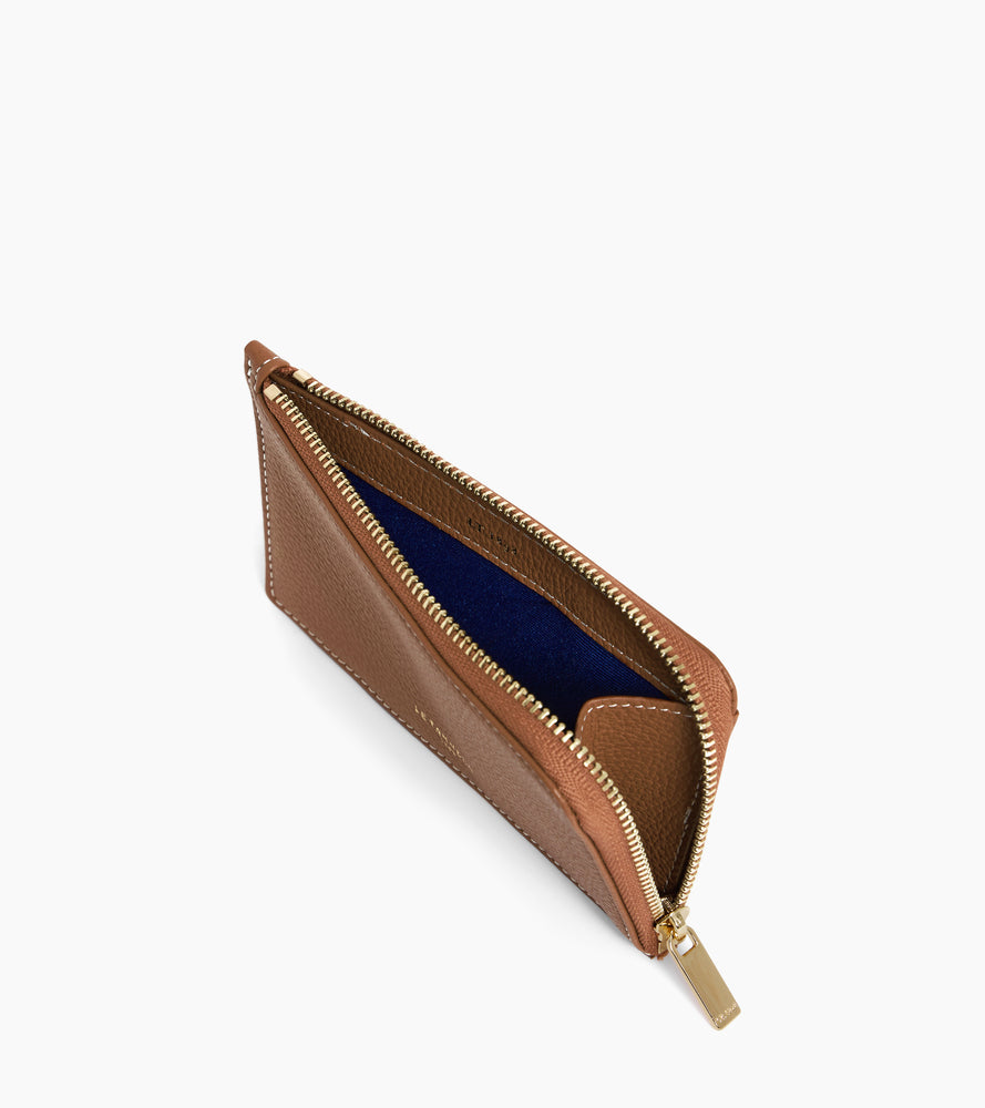 Emilie zipped card holder in grained leather