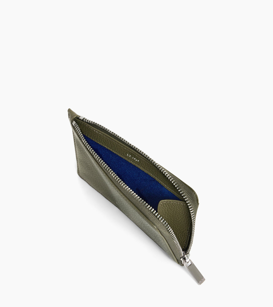 Emilie zipped card holder in grained leather