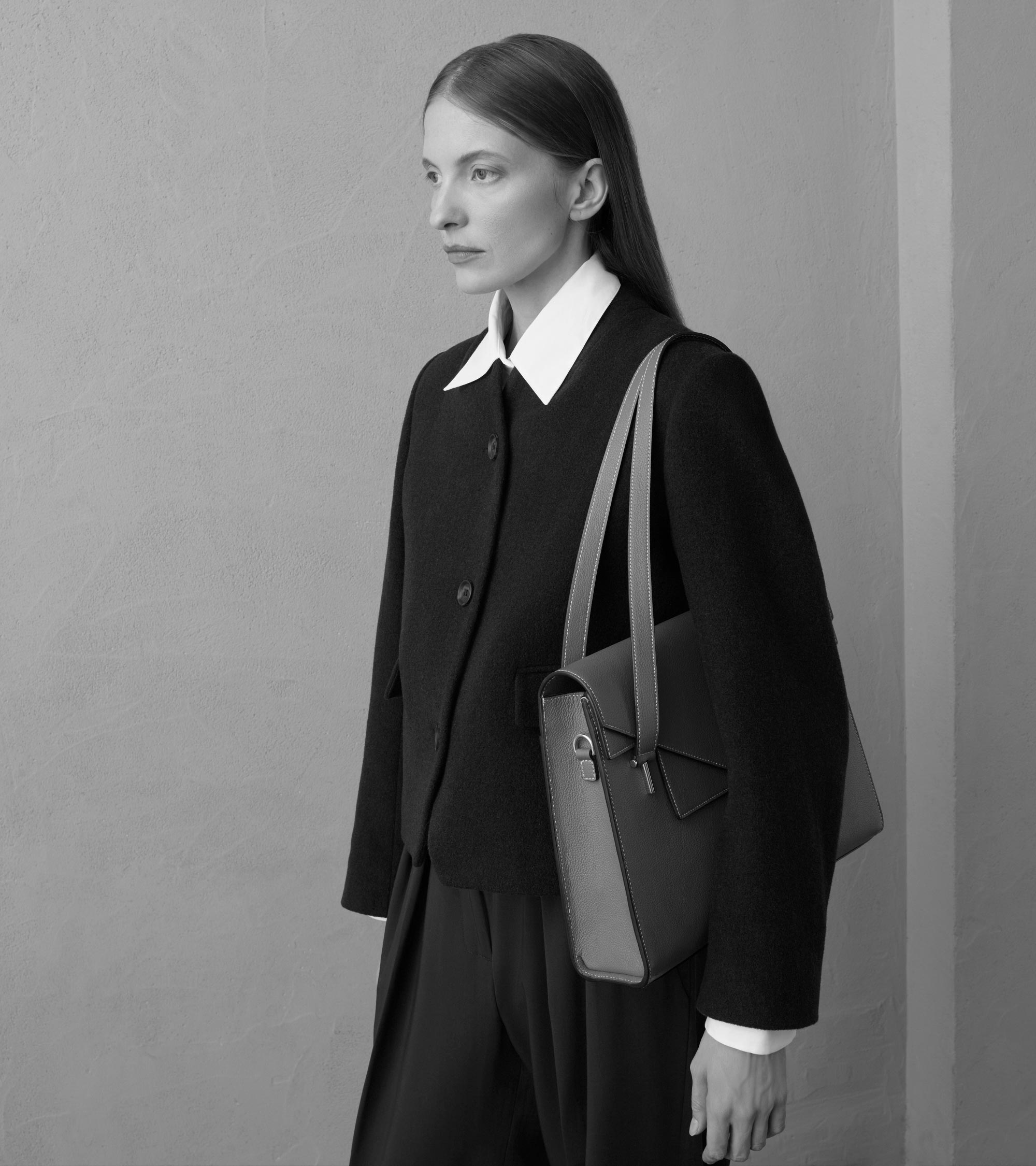 Emilie double flap grained leather document holder