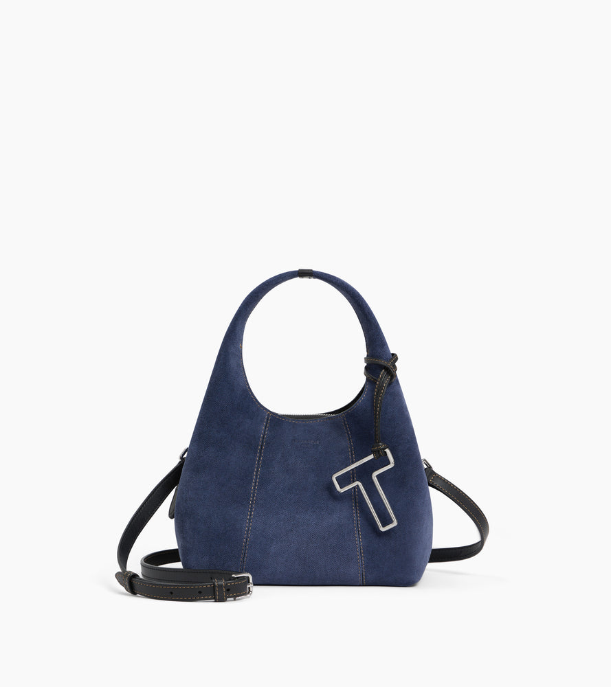 Bolso de mano pequeño Juliette de ante efecto denim