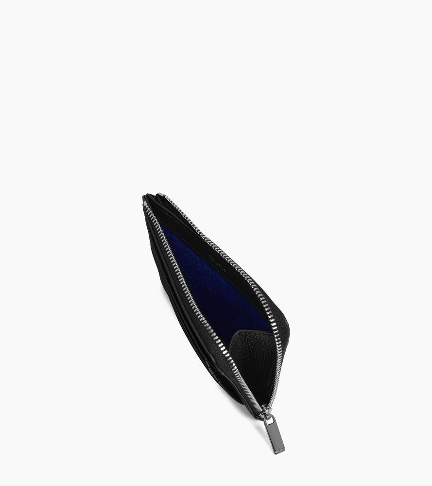 Emile L-shaped zip card holder in grained leather