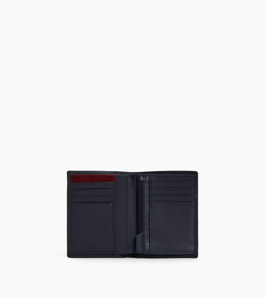 Portefeuille vertical moyen modèle zippé 2 volets Martin en cuir lisse