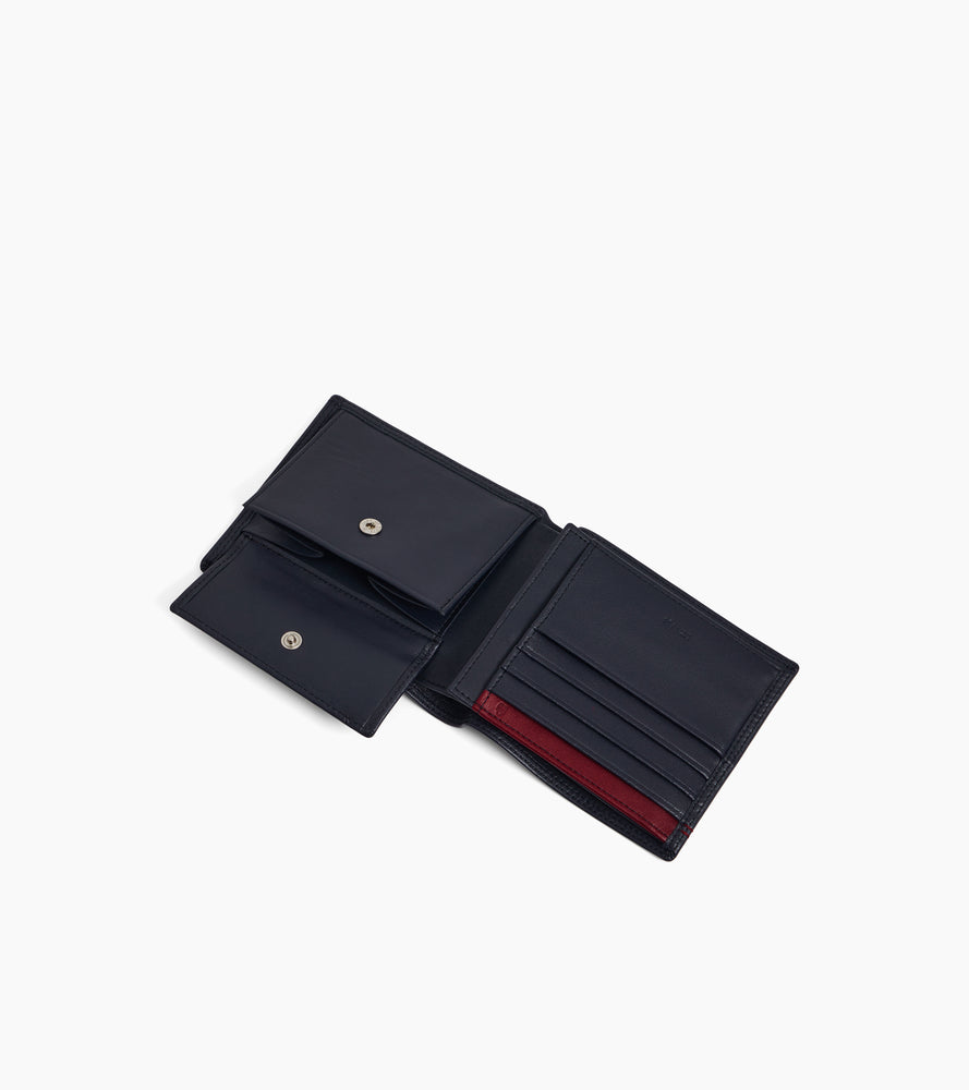 Portefeuille à rabat 2 volets Martin en cuir lisse