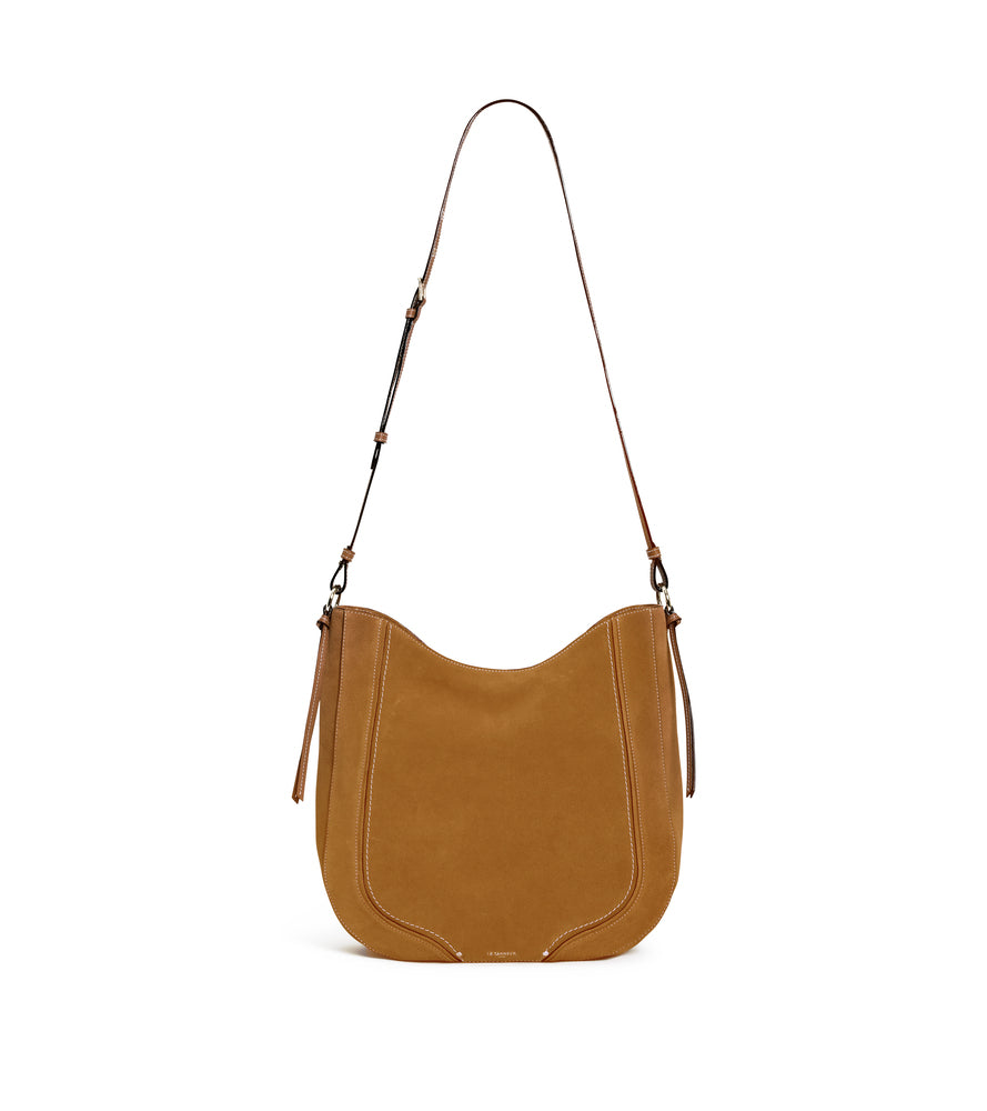 Ella medium hobo bag in grained leather and nubuck