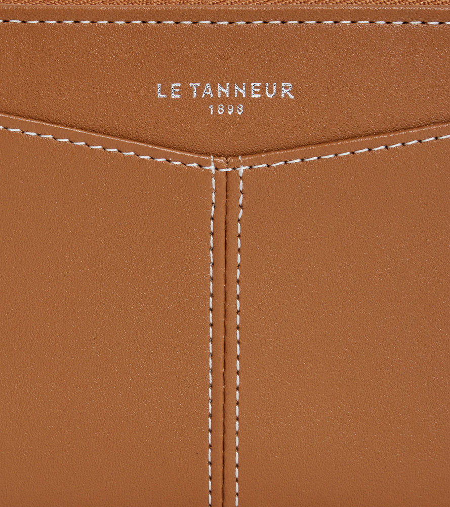 Porte monnaie zippé avec porte cartes amovible Charlotte en cuir lisse