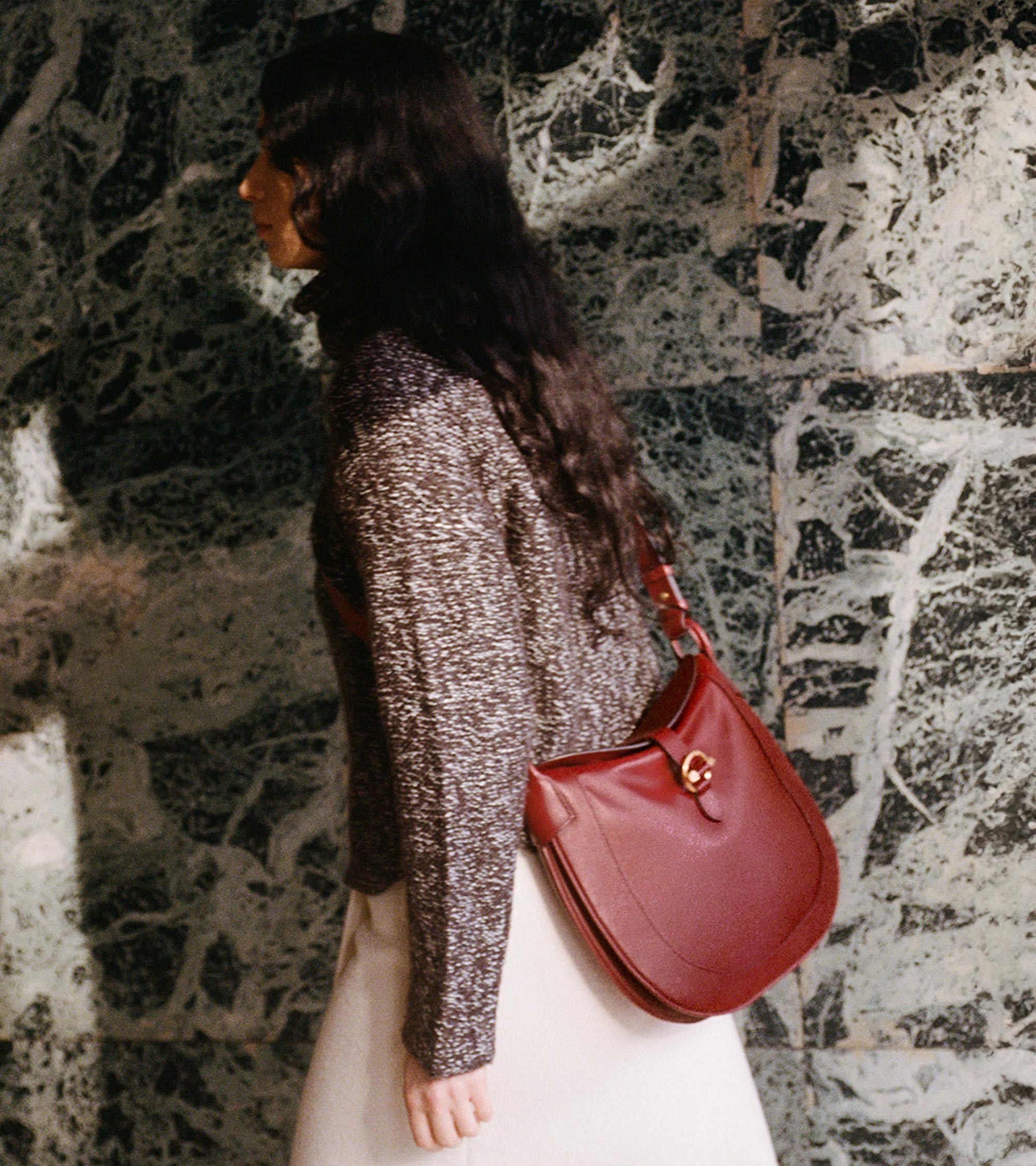 Grand sac bandoulière Pia en cuir lisse