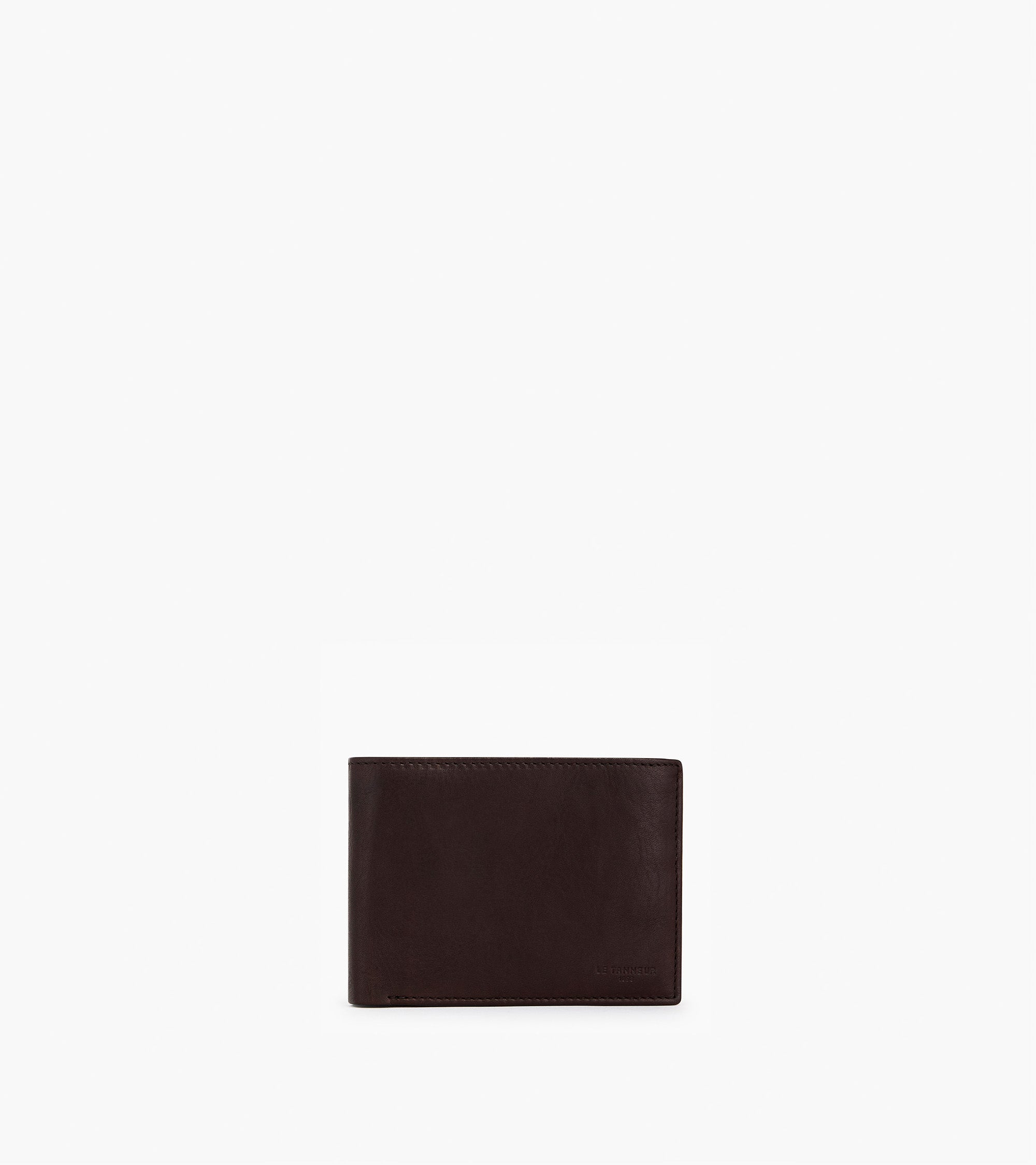 cartera horizontal con cremallera de 2 secciones en cuero aceitado