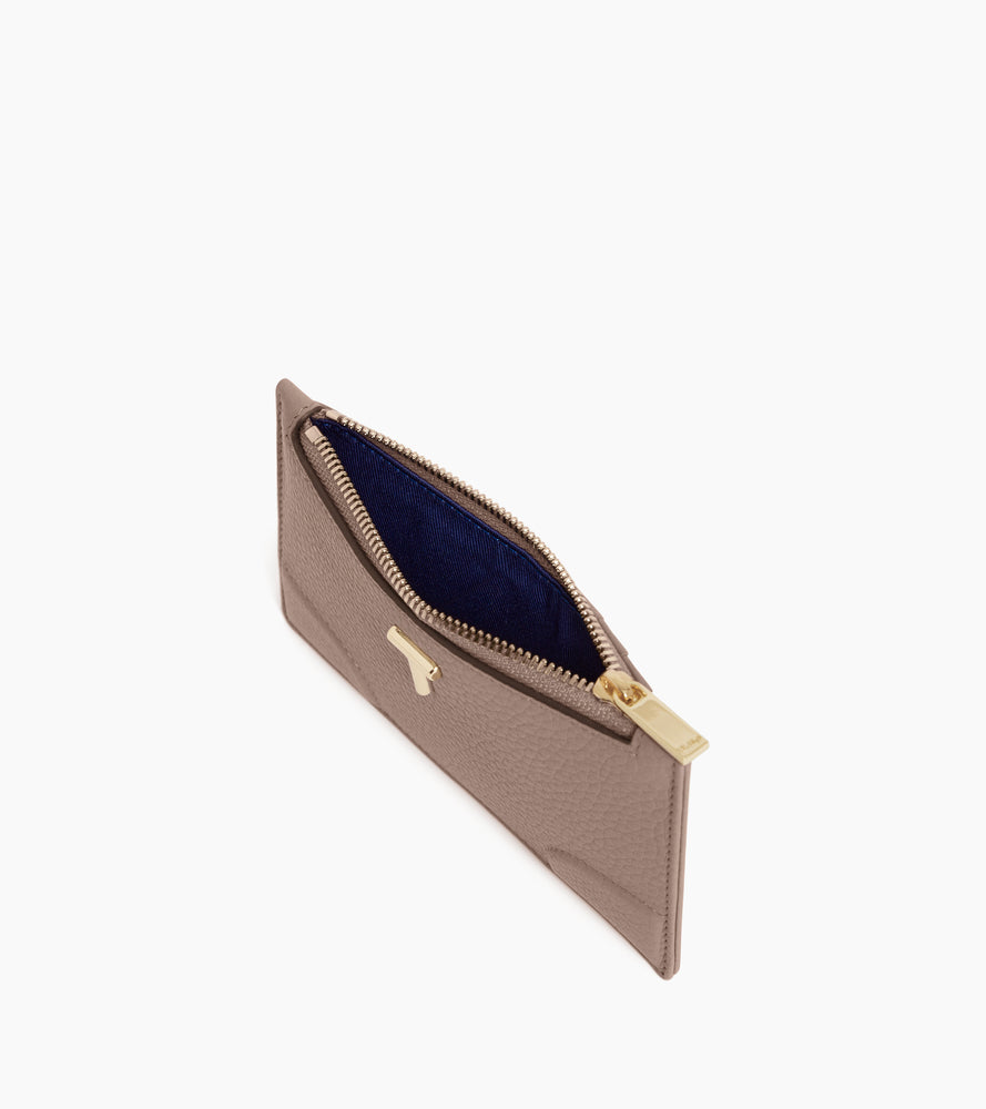 Romy zipped card holder in grained leather